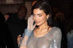 Kylie Jenner Poses While Showering in Silver Bikini