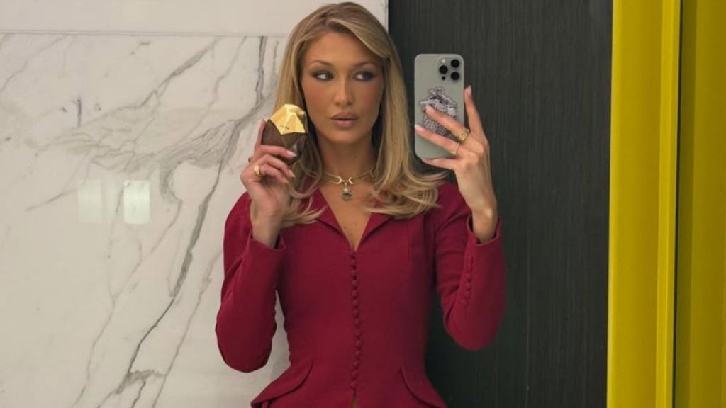 Bella Hadid's Red Skirt-Suit Look Screams 'Goddess'