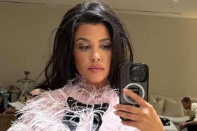 Kourtney Kardashian's Miniskirt Photos With Bold Lace Top