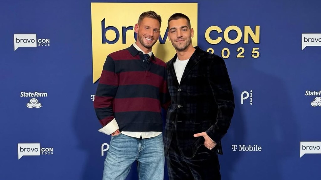 Matt Rogers and Fraser Olender on the red carpet at BravoCon 2025