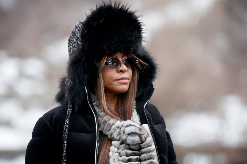 Mary Cosby in a black fur hat and coat on Real Housewives of Salt Lake City