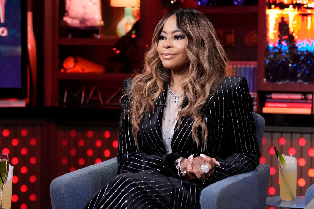 Mary Cosby in a sparkly black suit on Watch What Happens Live