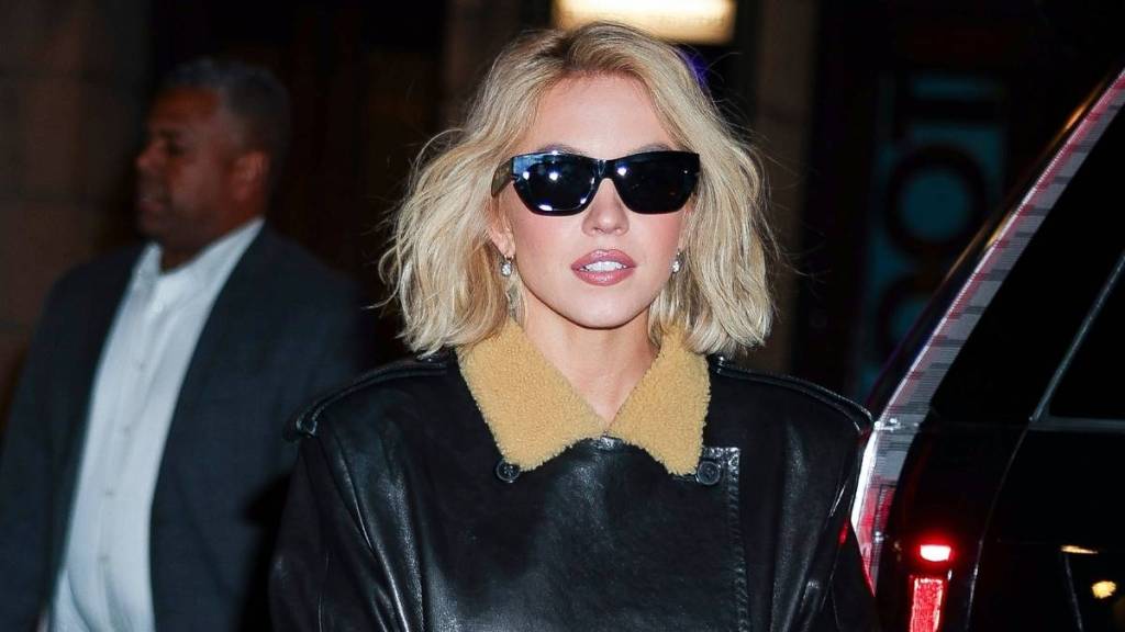 Sydney Sweeney Keeps It Edgy in Leather Shorts & Jacket
