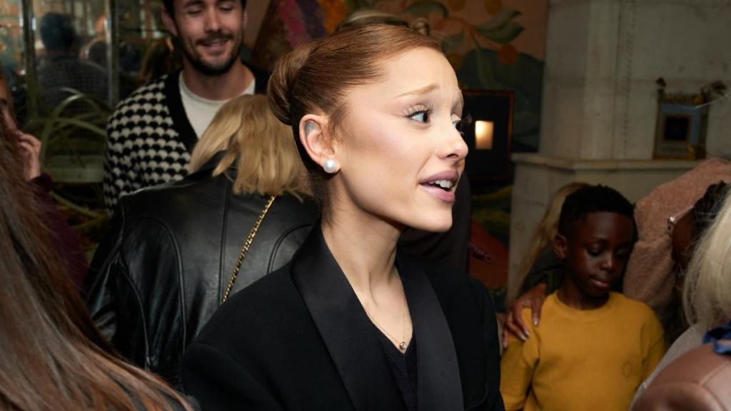 Ariana Grande Embraces Pantsless Trend in Shirt & Sheer Tights