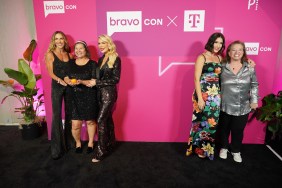 Gretchen Rossi and Jennifer Pedranti posing with fans, while Bronwyn Newport poses with a fans several feet away
