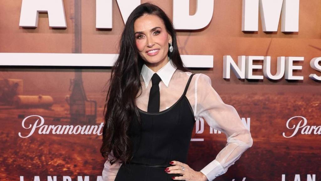 Demi Moore Stuns in Sheer Shirt & Dazzling $53K Earrings