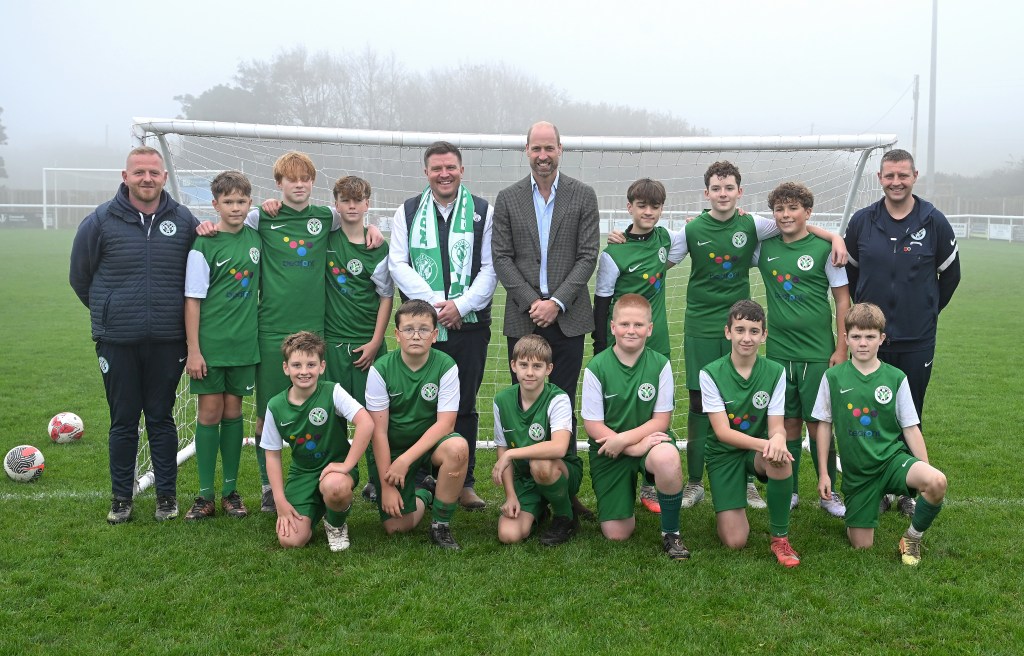 Prince William with a soccer team