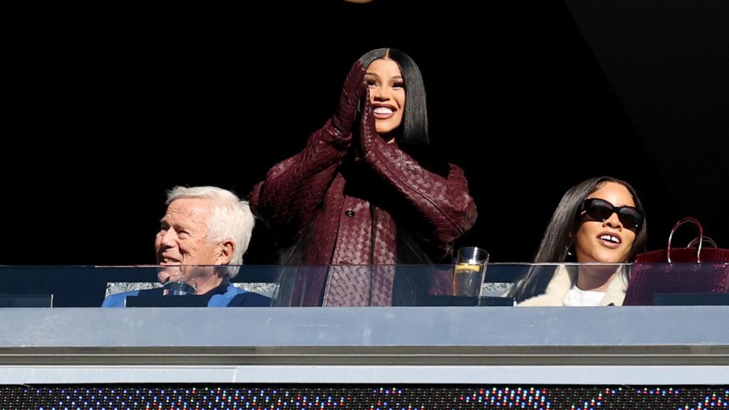 Pregnant Cardi B Supports Boyfriend Stefon Diggs at Patriots Game
