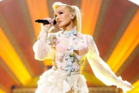 Gwen Stefani in Aadnevik's Corset Top & Sheer Tights Is Boldly Fun