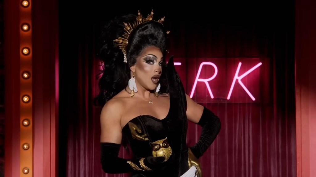 Athena Dion entering the Werk Room on Drag Race 18