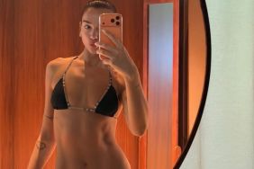 Dua Lipa Flaunts Toned Abs in Black Bikini Selfie