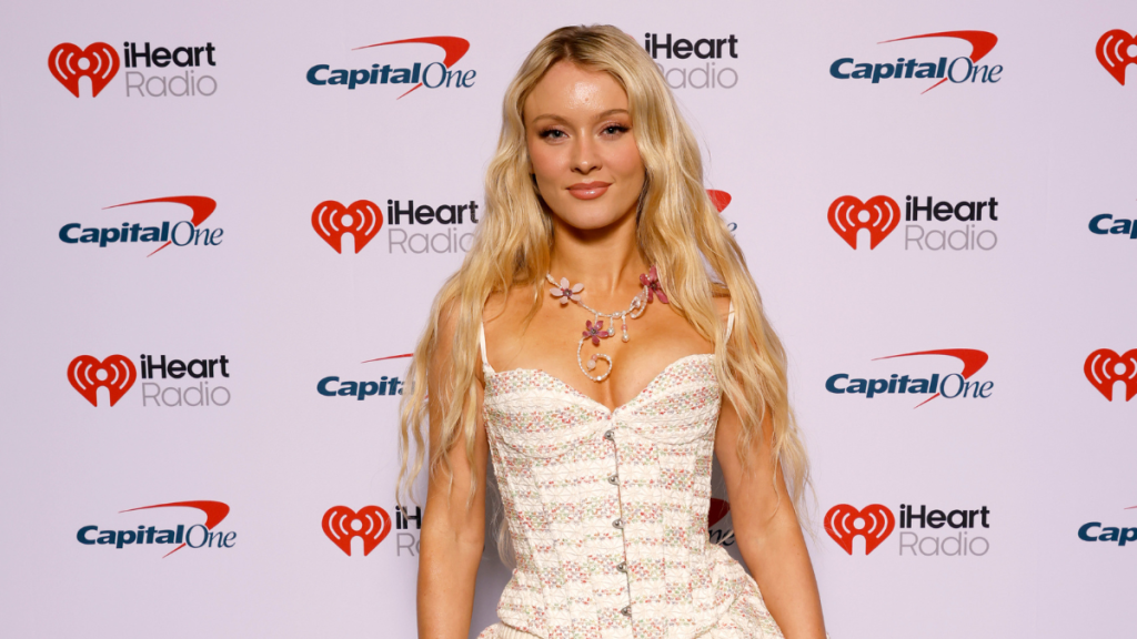 Zara Larsson's Tiny Lsoul Miniskirt With Sheer Tights Nails Holiday Glam