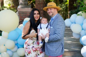 Mercedes "MJ" Javid, Tommy Feight, and their infant son on Shahs of Sunset Season 8