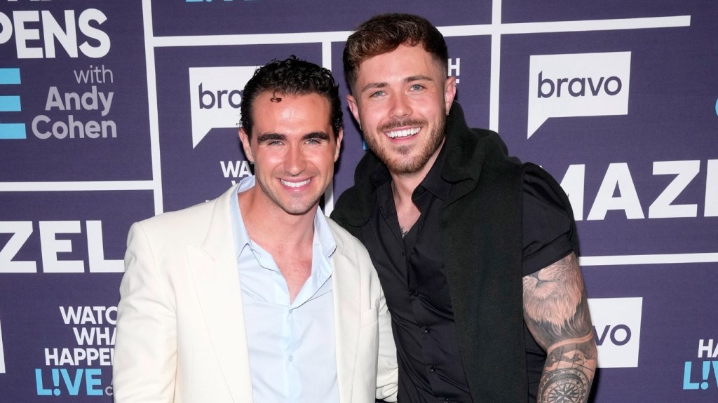 Joe Bradley and Nathan Gallagher posing together back stage at Watch What Happens Live