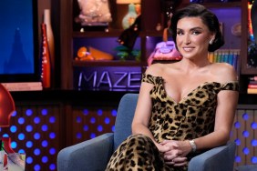 Bronwyn Newport in a leopard print dress on Watch What Happens Live