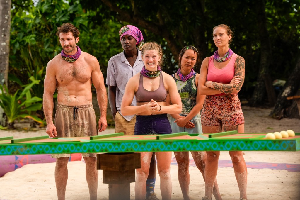 David Kinne, Star Toomey, Eva Erickson, Mary Zheng, and Charity Nelms on Survivor 48