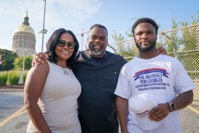 Dr. Heavenly Kimes, Dr. Damon Kimes, and Zachary Kimes hold a press conference announcing Dr. Heavenly's run for Georgia State Representative at Georgia State Capitol