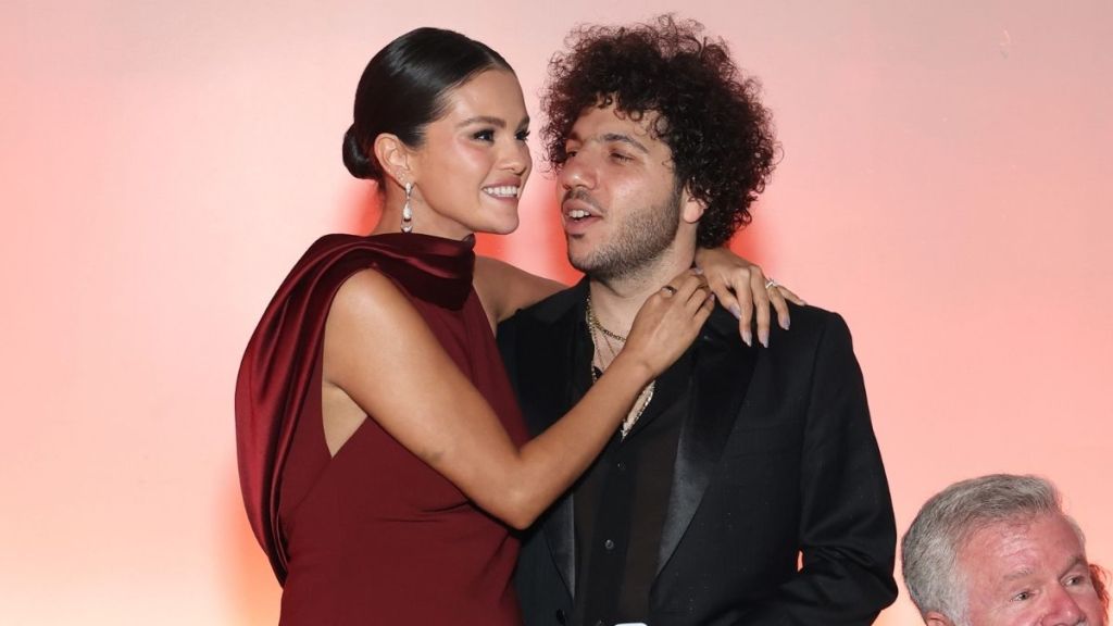 Selena Gomez Parties With Benny Blanco in Sheer Sequin Minidress