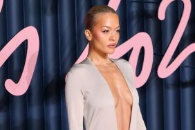 Rita Ora's Bold High Slit Dress Also Features Daring Neckline