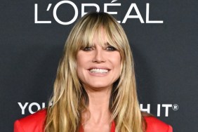 Heidi Klum in Red Lacey Tights Makes Her the Center of Attention