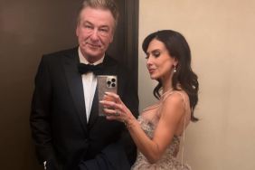 Hilaria Flaunts Long Legs in Ruffled Mini Dress