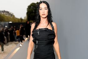 Katy Perry Wears Mini Skirt Suit & Sheer Stockings in Photo With Boyfriend