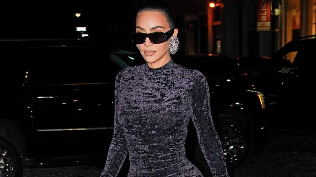 Kim Kardashian’s Velvet Dress Looks Gift-Wrapped
