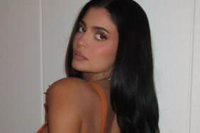 Kylie Jenner orange backless dress