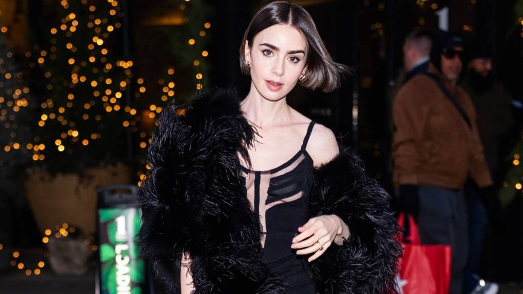 Lily Collins Brings Lingerie Glam in Fully Sheer Alessandra Rich Dress