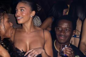 Lori Harvey Wears Sheer Lace Minidress & Sits on Damson Idris’ Lap