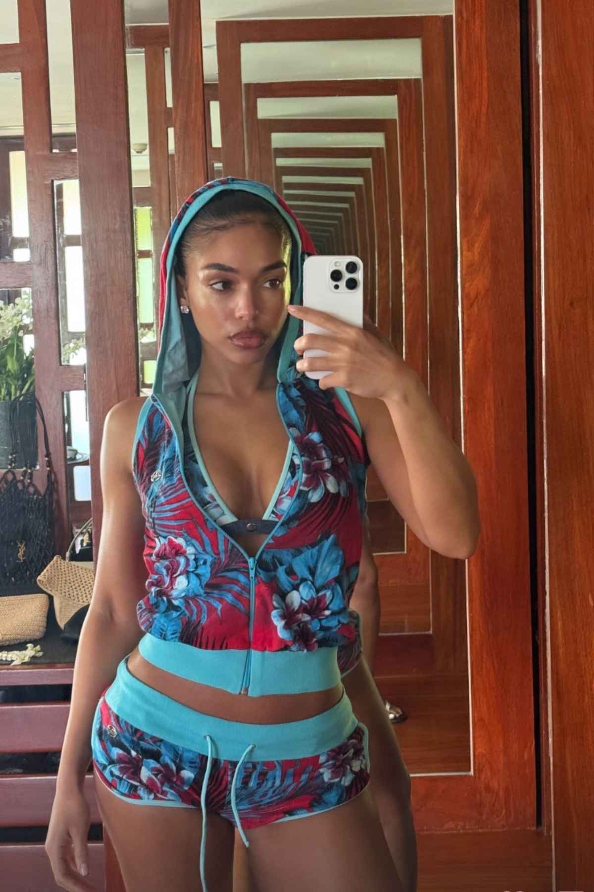 lori-harvey-s-tiny-micro-shorts-have-a-matching-bikini-top-in-photos