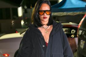 Rihanna’s Red Lip & Denim Top Look Is a Deadly Combo