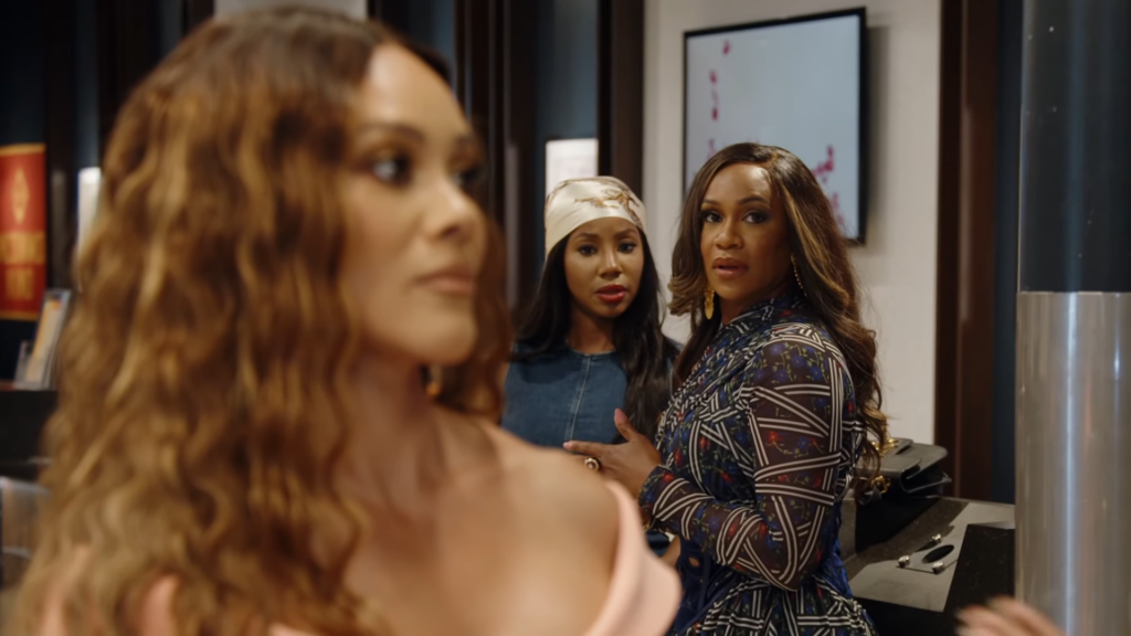 Tia Glover, Jassi Harris, and Ashley Darby inside of a dispensary