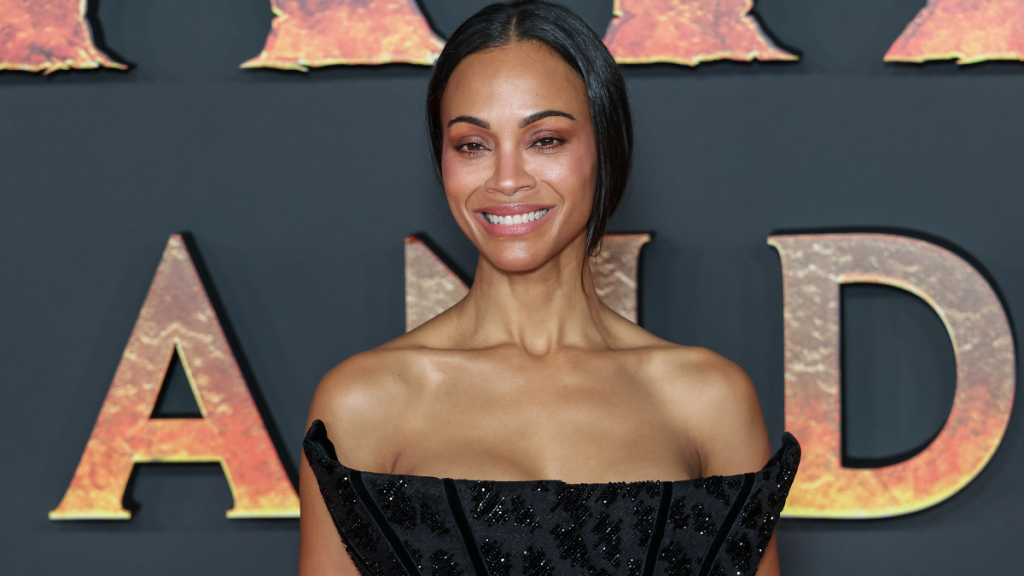 Zoe Saldana Wows in Unusually Dramatic Balmain Ensemble
