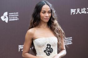 Zoe Saldana’s McQueen Bustier Dress Has Been Slashed Down the Side