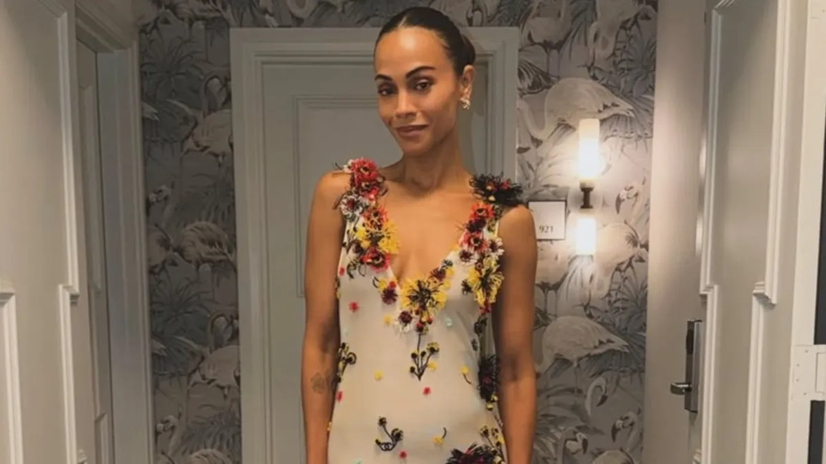 Zoe Saldana Raises the Temperature With Daring Floral Dress