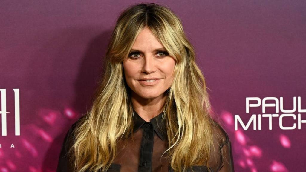 Heidi Klum Wears Sheer Shirt as Office Attire