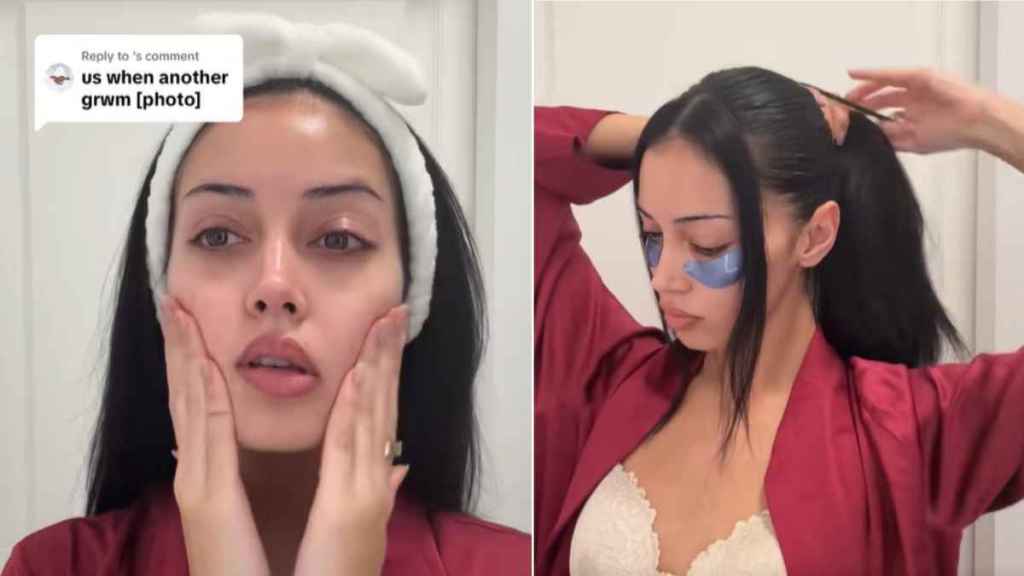 Cindy Kimberly Does Her Glam Wearing Just a Bra Under Robe in Video