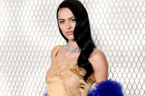 Amelia Gray Pairs Tiniest Lacy Minidress With Dramatic Gucci Coat