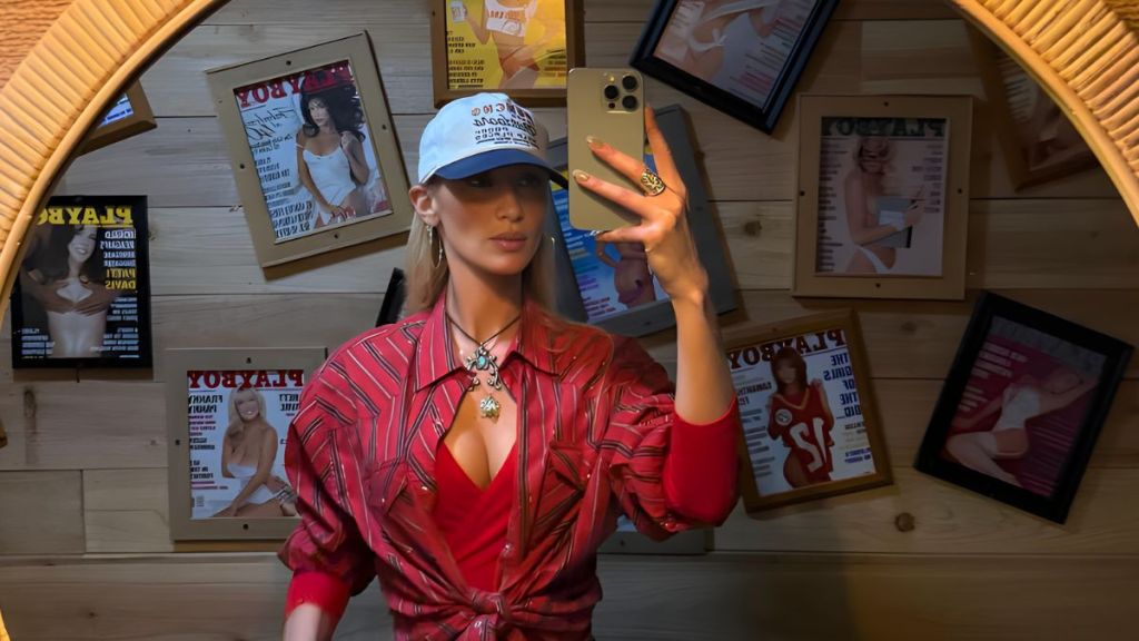 Bella Hadid Sizzles in Vibrant Red Top Selfie