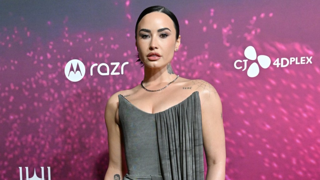 Demi Lovato strapless dress Instagram