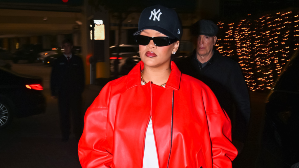 Rihanna Goes Comfy Chic in Bottega Veneta Jacket & Micro Shorts