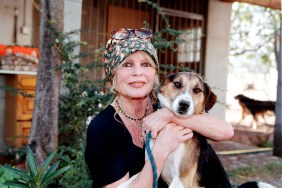 Brigitte Bardot with dog