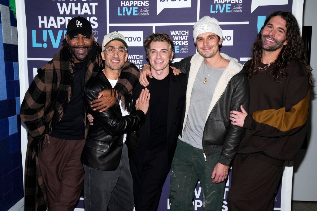 Karamo Brown, Tan France, Jeremiah Brent, Antoni Porowski, and Jonathan Van Ness backstage at Watch What Happens Live