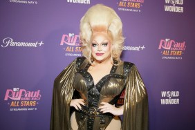 Ginger Minj in a gold body suit, posing with her hands on her hips