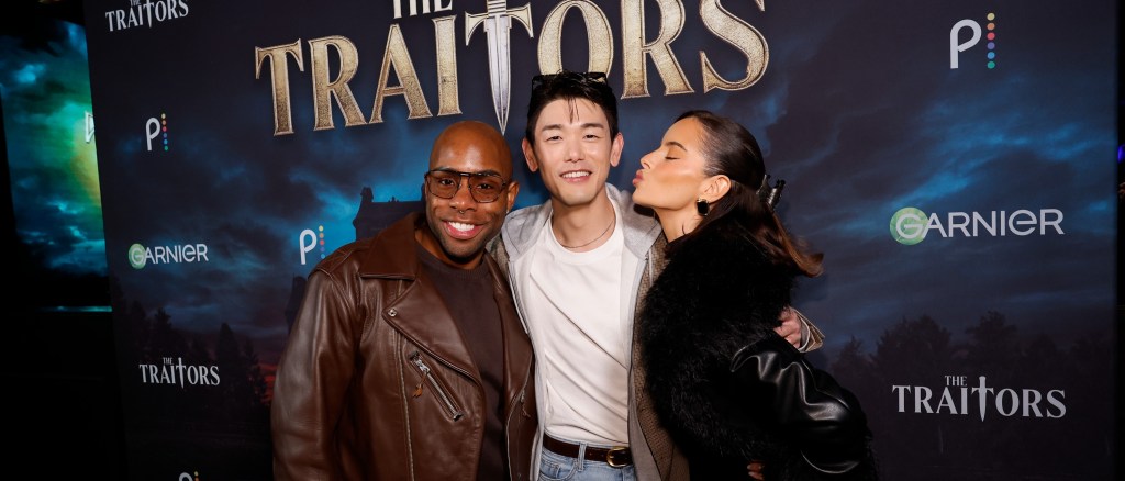 Monet X Change, Eric Nam, and Maura Higgins posing at The Traitors premiere