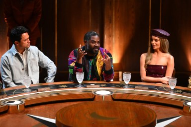 Stephen Colletti, Ron Funches, and Maura Higgins at the roundtable on Season 4 of The Traitors