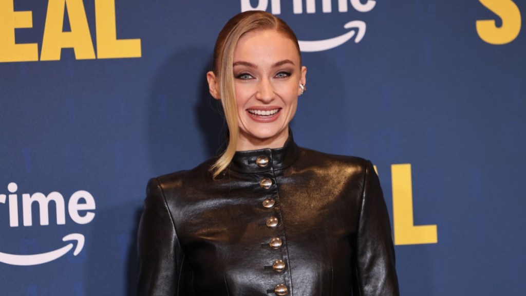 Sophie Turner's Tiny Khaite Miniskirt Hides Under Leather Jacket