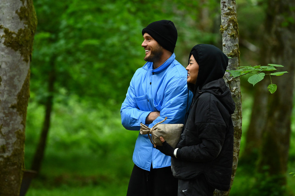 Colton Underwood and Kristen Kish during a challenge on The Traitors
