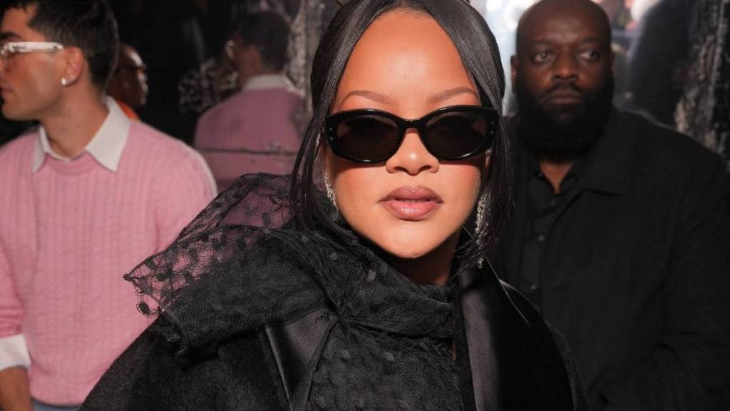 Rihanna's Sheer Dior Top & Skirt Look Features Unique Scarf Detail